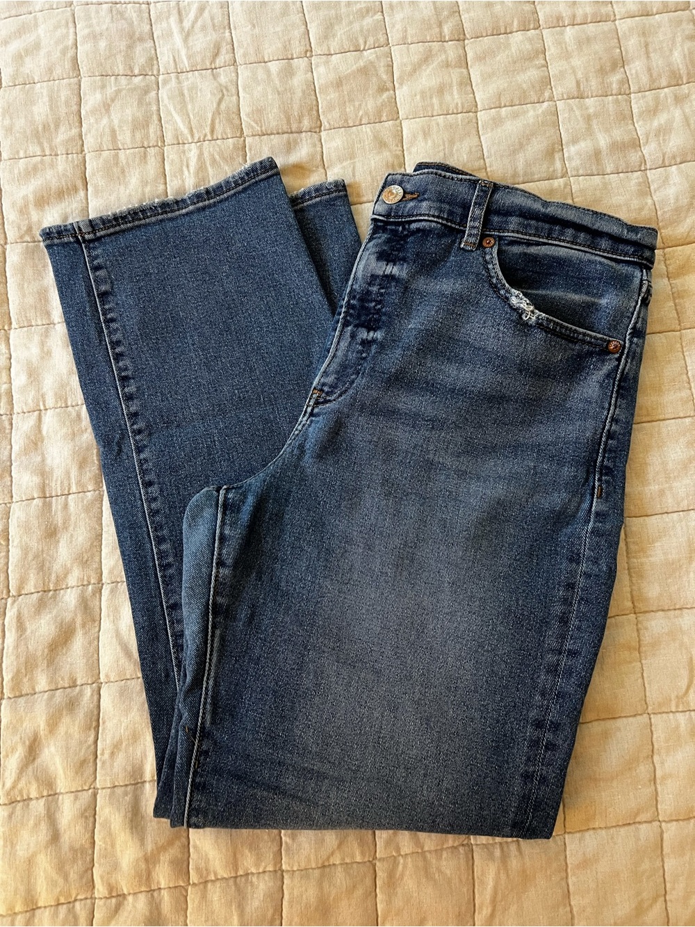 Express Straight Ankle High Rise Jeans - 12 Long